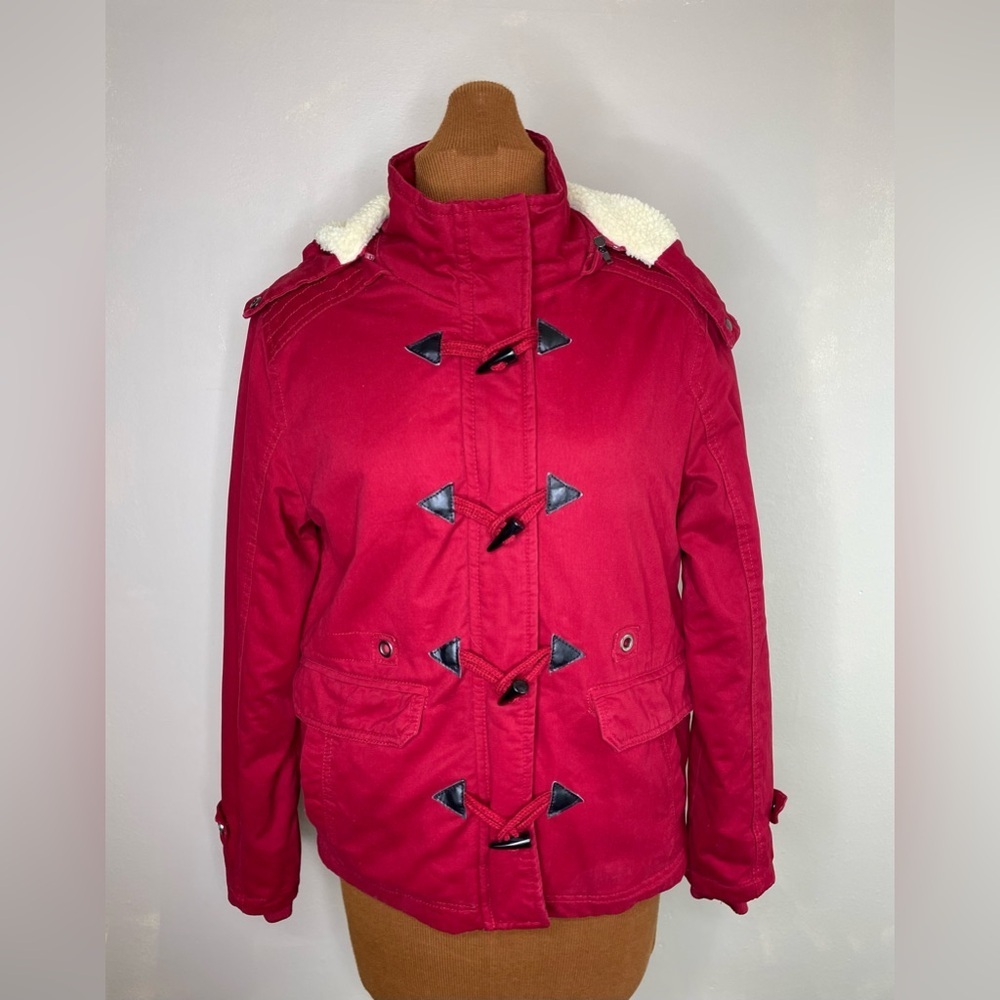 Wenven Winter Sherpa Jacket Thick Cotton Parka Coat Removable Hood Size Medium
